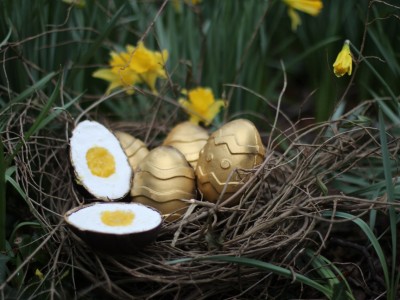 “Goose’s Golden Eggs” with a Lemon Marshmallow and Lemon Curd centre.